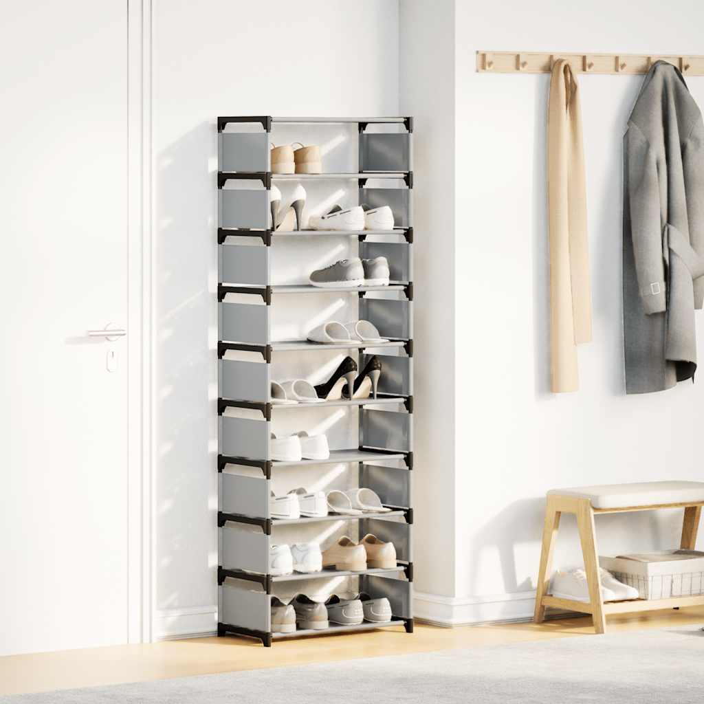 Vidaxx étagère à chaussures 10 couches 54x28x158 cm tissu non tissé gris