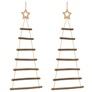 Vidaxx sapins de Noël suspendus avec étoiles supérieures 2 pcs 42x90 cm branche naturelle - afbeelding 2