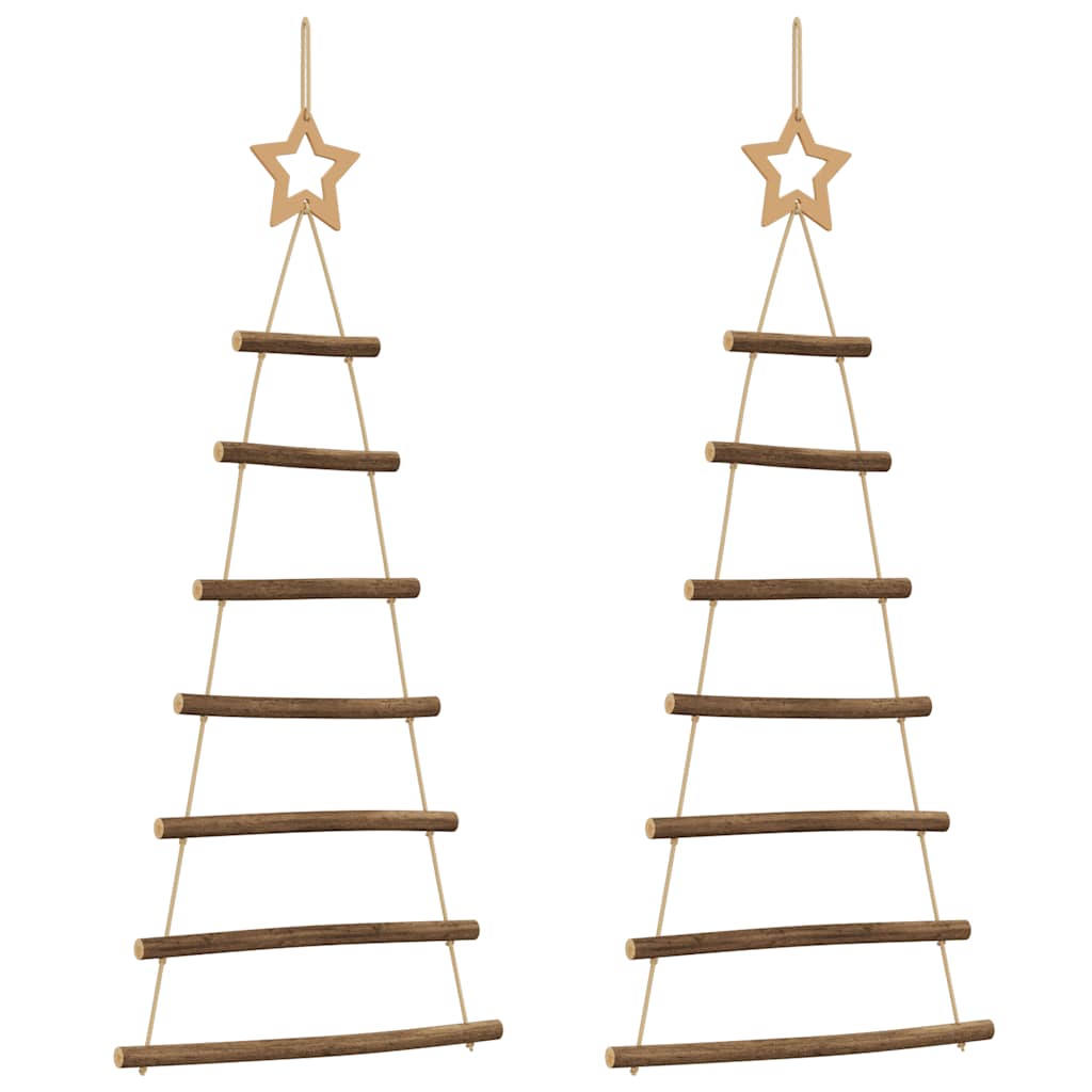 Vidaxx sapins de Noël suspendus avec étoiles supérieures 2 pcs 42x90 cm branche naturelle