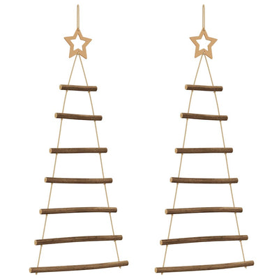 Vidaxx sapins de Noël suspendus avec étoiles supérieures 2 pcs 42x90 cm branche naturelle