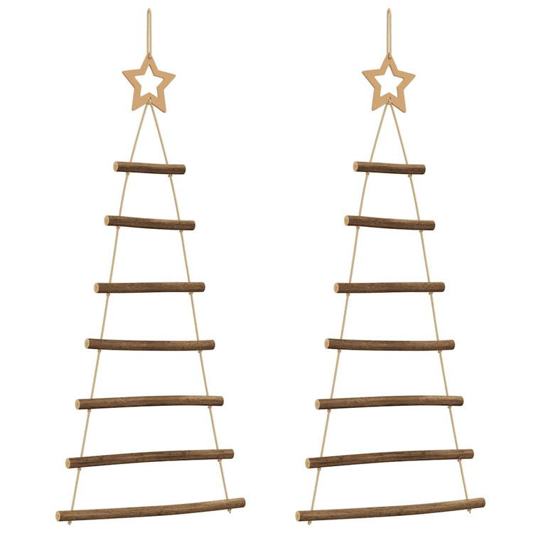 Vidaxx sapins de Noël suspendus avec étoiles supérieures 2 pcs 42x90 cm branche naturelle