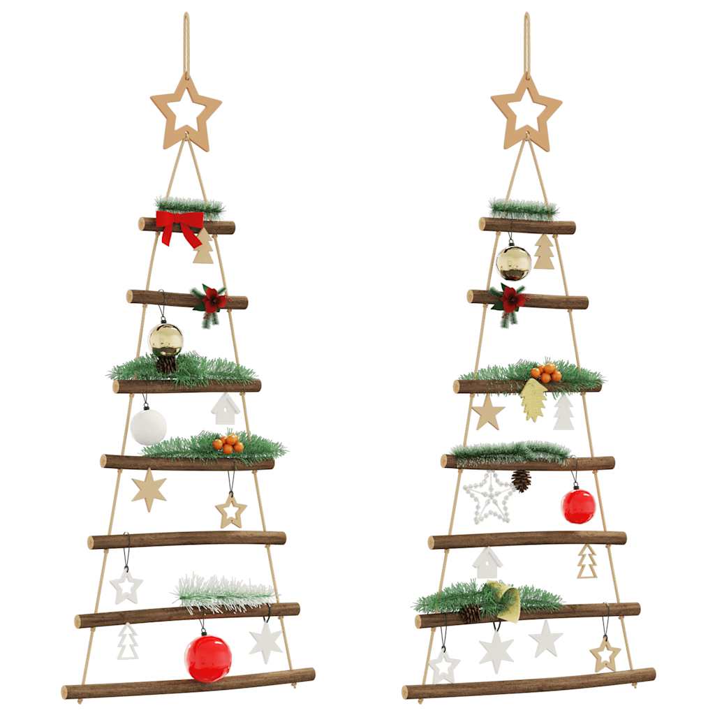 Vidaxx sapins de Noël suspendus avec étoiles supérieures 2 pcs 42x90 cm branche naturelle