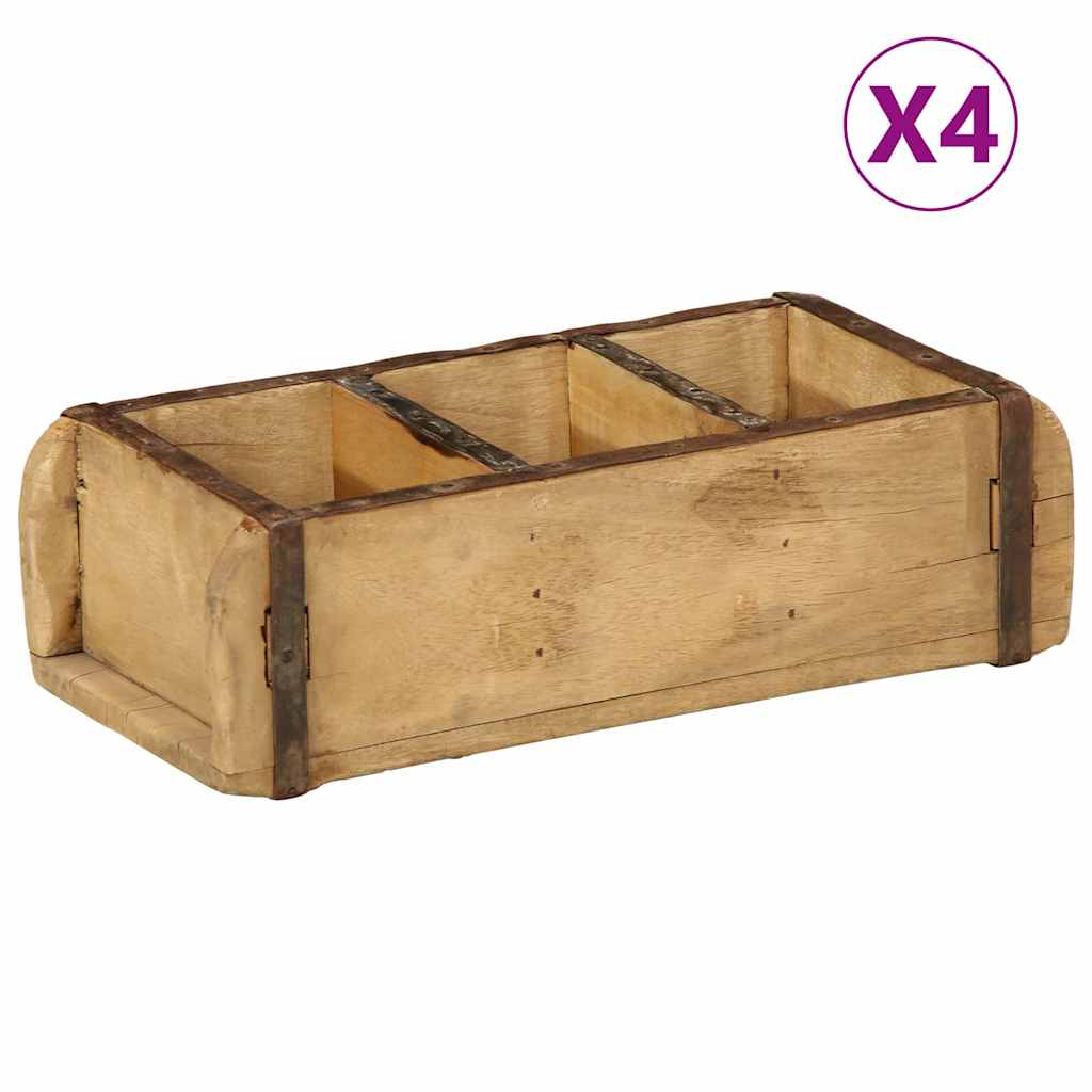 Vidaxxl plateau 4 pcs marron 30 x 14 x 9 cm bois massif recyclé