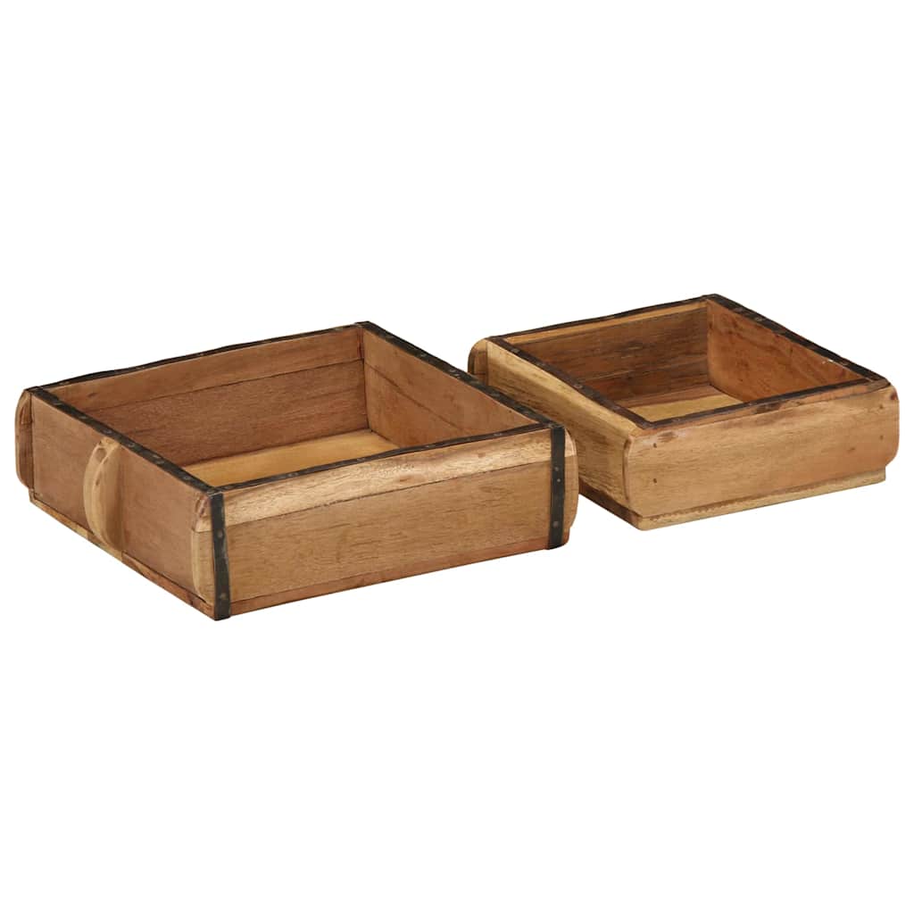 Vidaxxl plateau 2 pcs marron 29 x 31 x 10 cm bois massif recyclé