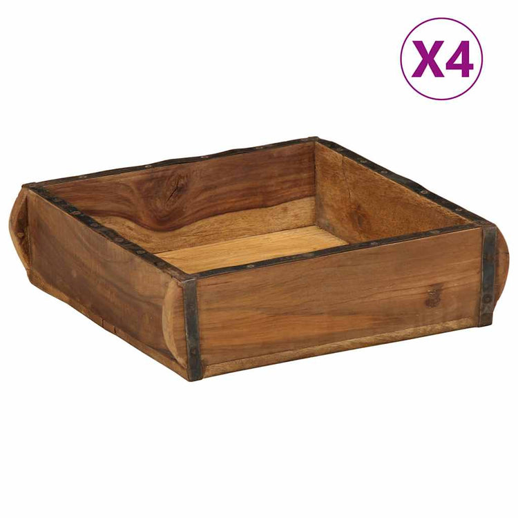 Vidaxxl plateau 4 pcs marron 29 x 31 x 10 cm bois massif recyclé