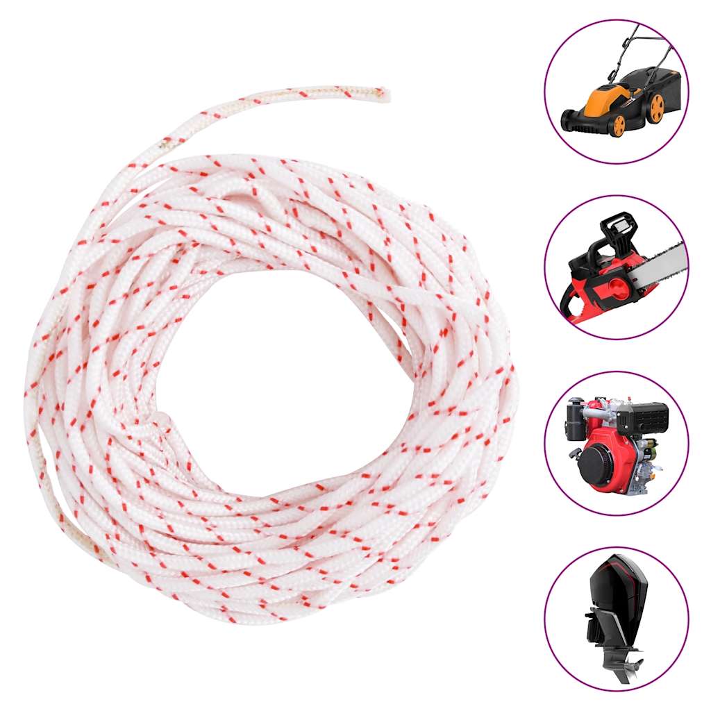 Vidaxl Trekkoord Start Cord blanc et rouge Ø3 mm 10 m de nylon