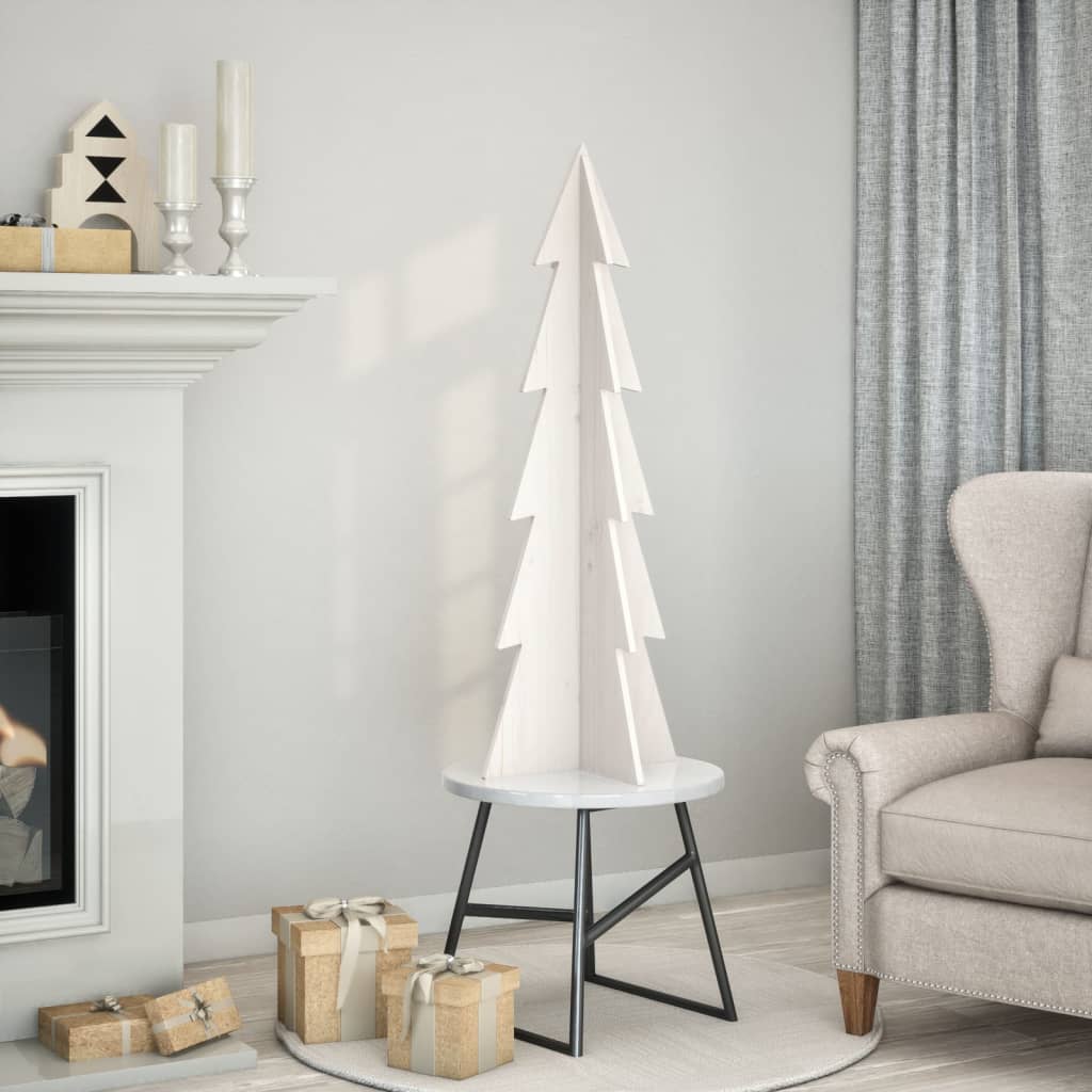 Vidaxl Décoration de Noël arbre de Noël 112 cm Pine solide blanc