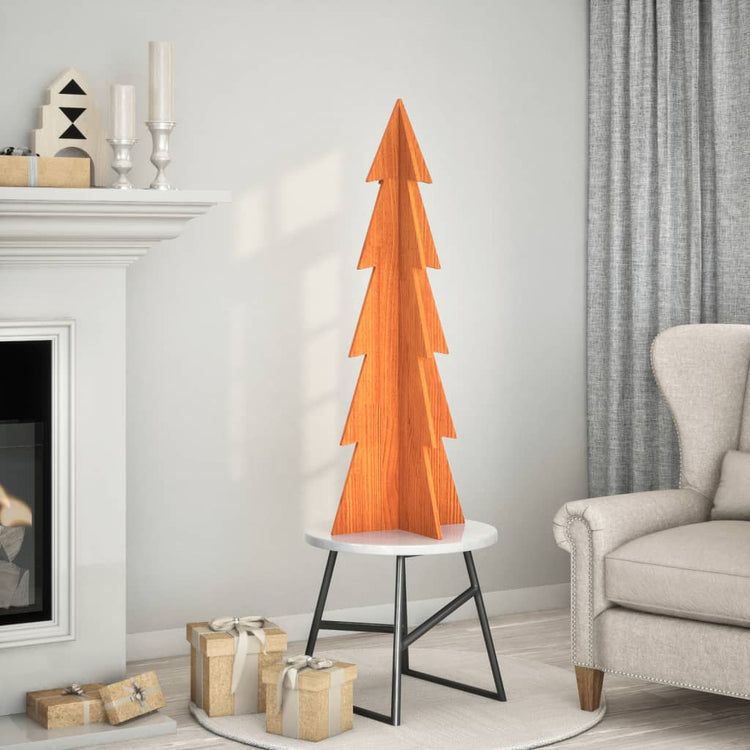 Vidaxl Décoration de Noël arbre de Noël 112 cm Lavage de pin massif brun