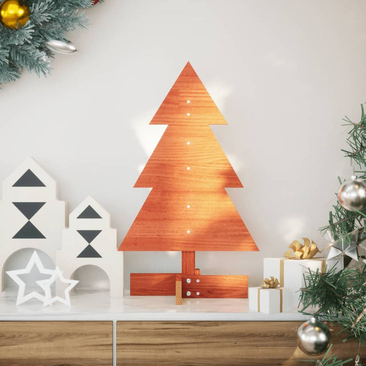 Vidaxl Décoration de Noël arbre de Noël 60 cm Lavage de pin massif brun