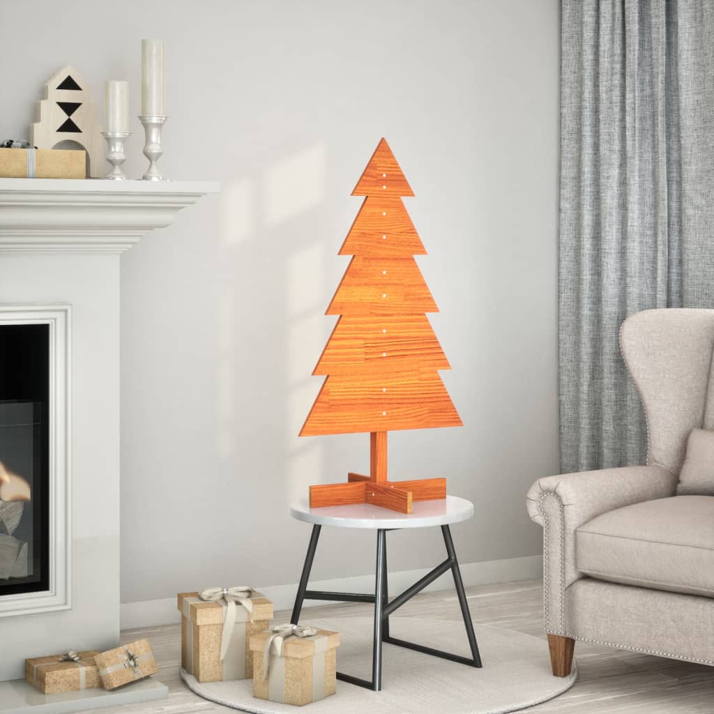 Vidaxl Décoration de Noël arbre de Noël 100 cm Lavage de pin massif brun