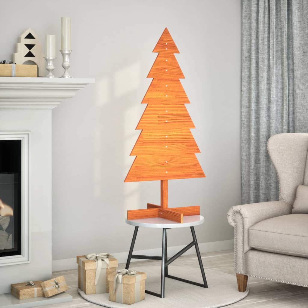 Vidaxl Décoration de Noël arbre de Noël 120 cm Solid Pine Wash Brown