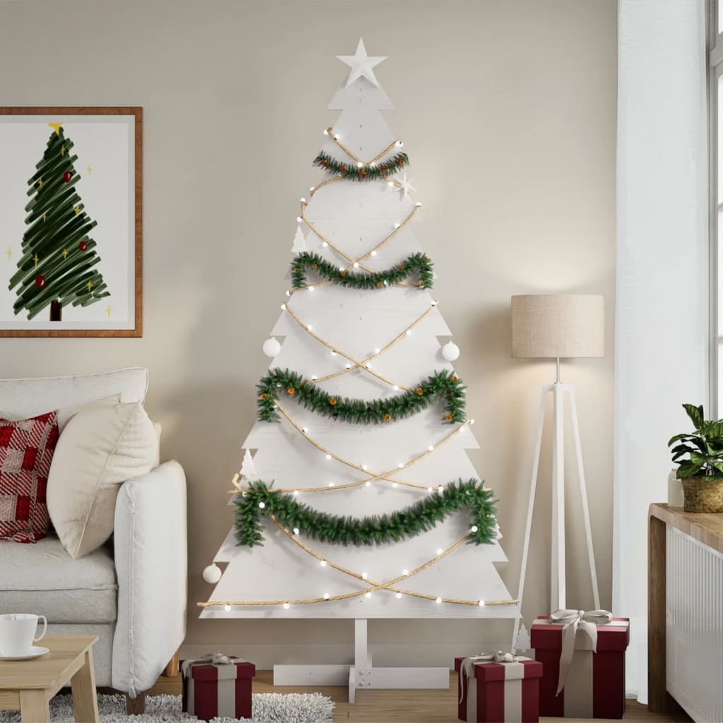 Vidaxl Décoration de Noël arbre de Noël 180 cm Pine solide blanc