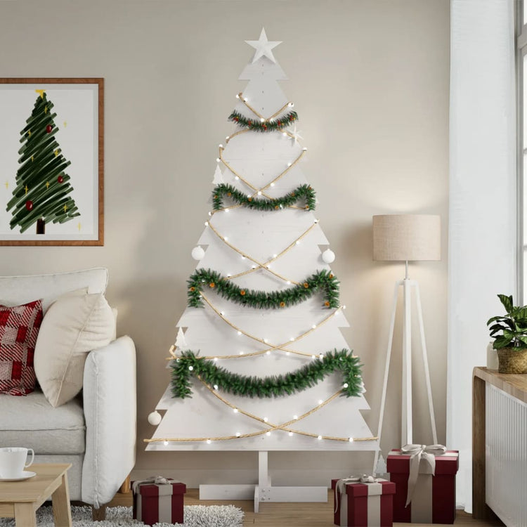 Vidaxl Décoration de Noël arbre de Noël 180 cm Pine solide blanc
