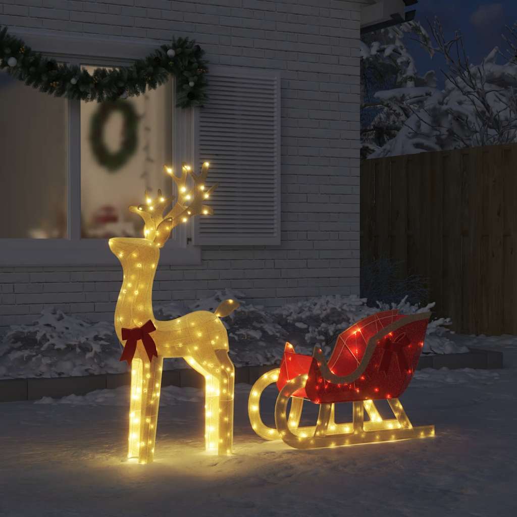 Vidaxl Christmas Decoration Rendeer and Slee 100 LEDS WHITE CHAUD