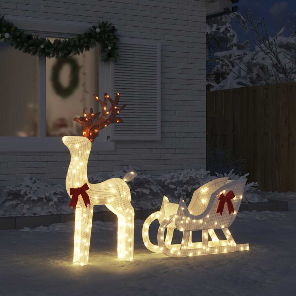 Vidaxl Christmas Decoration Rendeer and Slee 100 LEDS Cold White