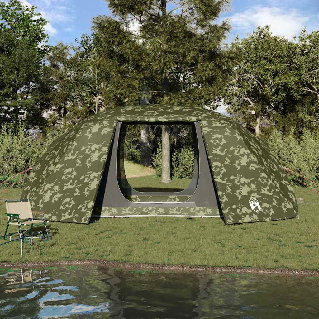 Vidaxx tente de pêche camouflage 514 x 465 x 187 cm polyester et fibre de verre