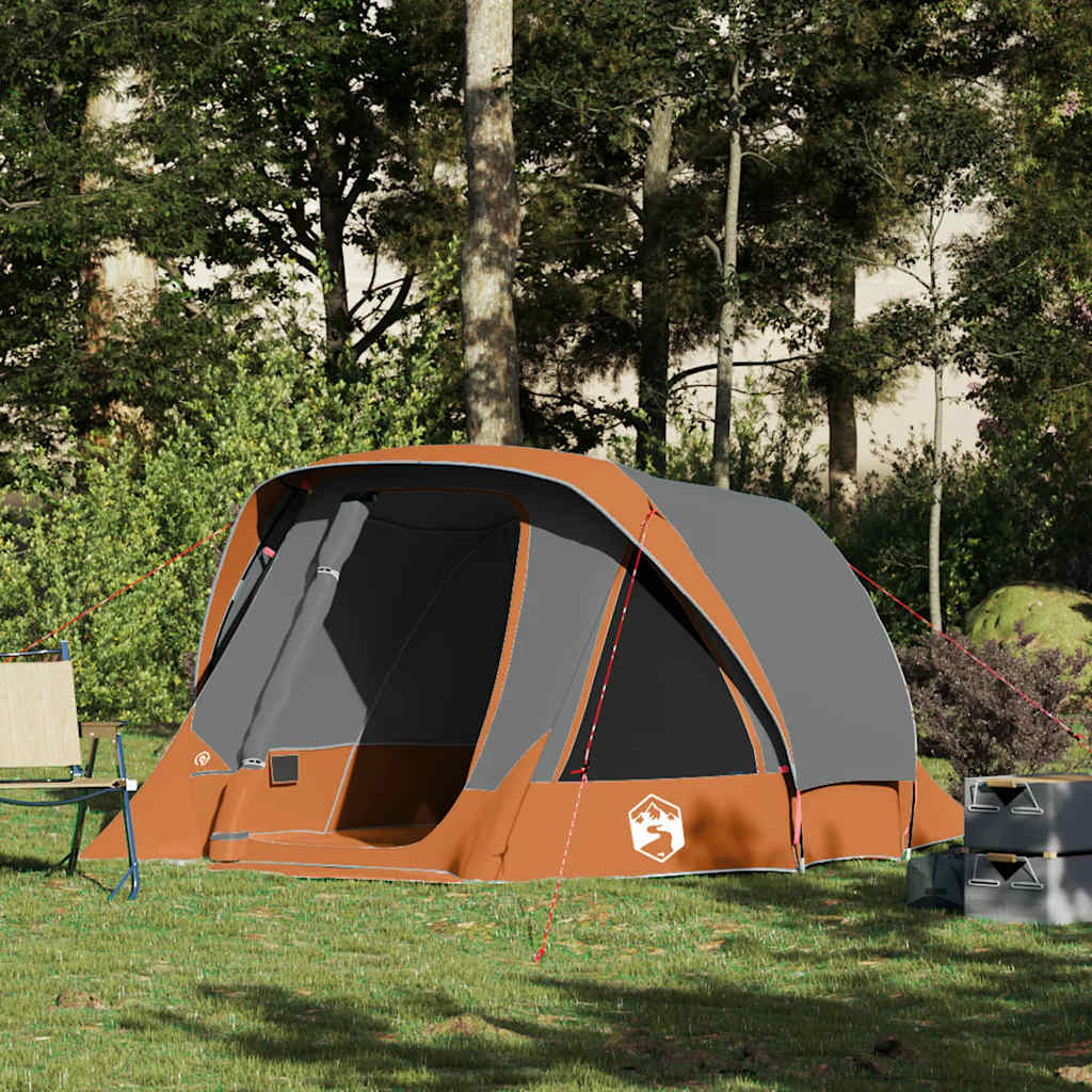 Tente VidaXL 4 personnes imperméable gris et orange