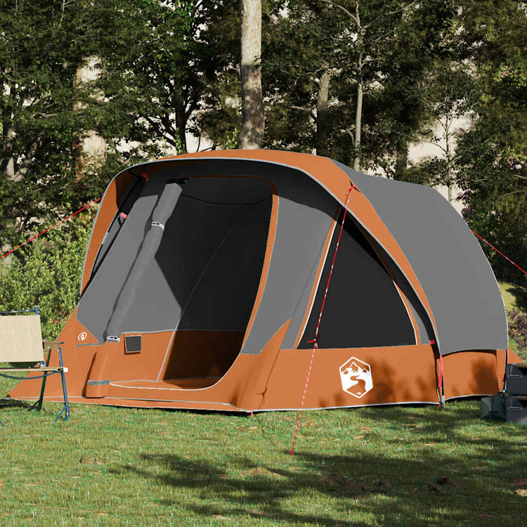 Tente familiale VidaXL 6 personnes imperméable gris et orange