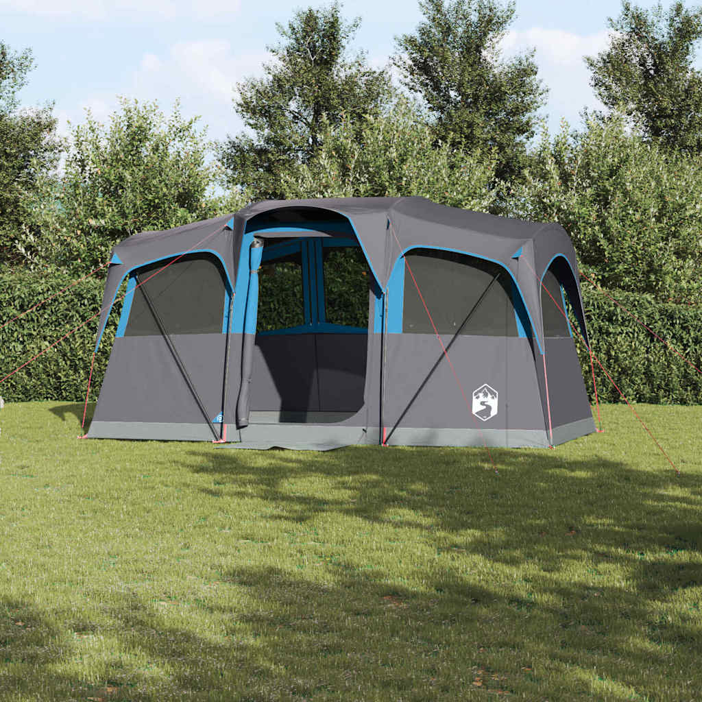 Tente familiale Vidaxx bleu et gris 435 x 255 x 216 cm polyester et acier