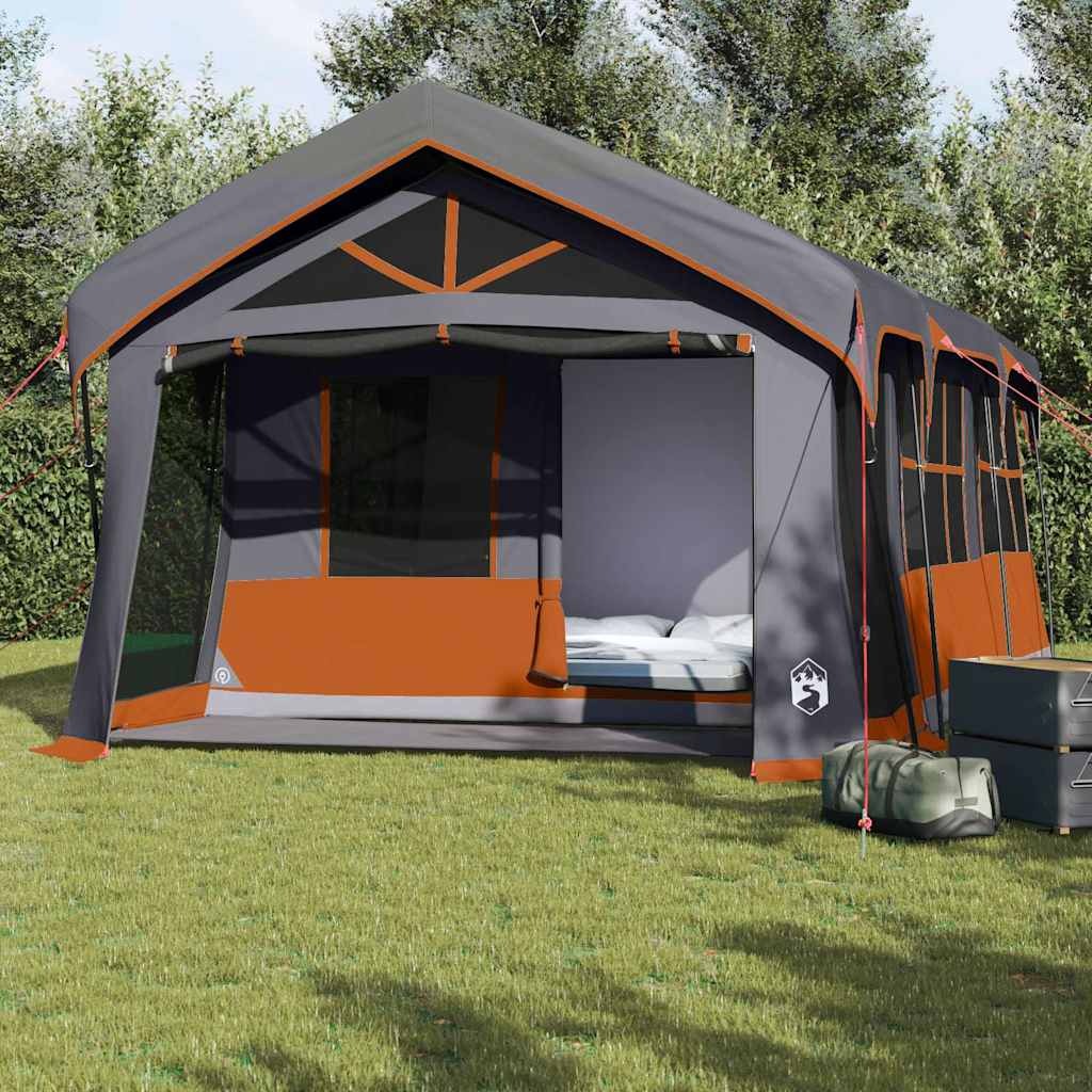 Tente familiale Vidaxx avec toit gris et orange 620 x 322 x 240 cm polyester