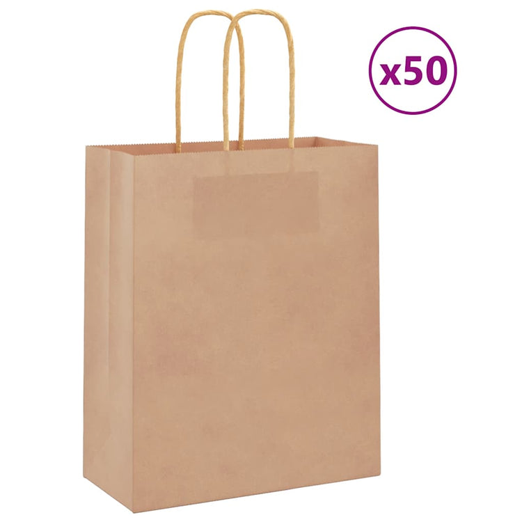 VidaXL sacs en papier 50 pcs avec poignées 18x8x22 cm marron