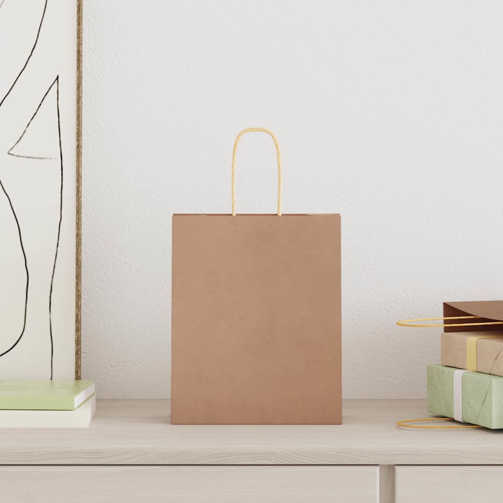 VidaXL sacs en papier 50 pcs avec poignées 18x8x22 cm marron