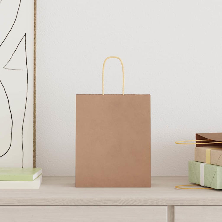 VidaXL sacs en papier 50 pcs avec poignées 18x8x22 cm marron