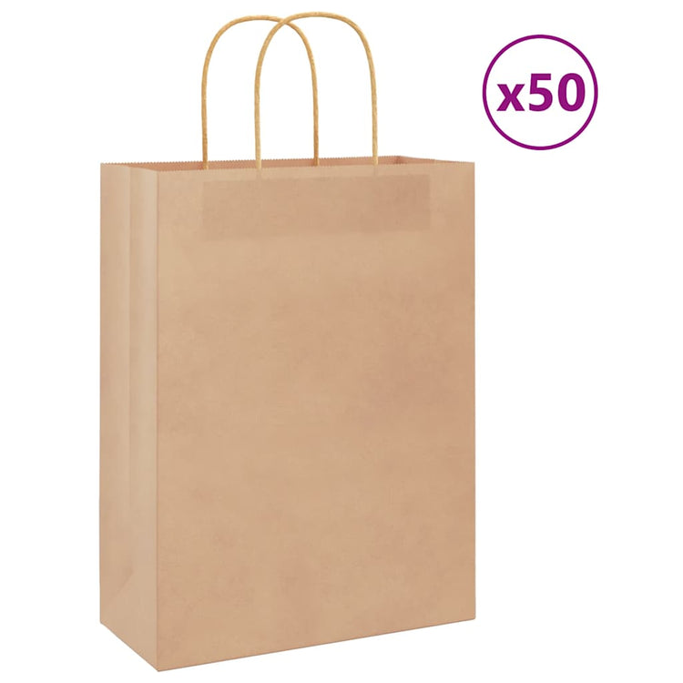 VidaXL sacs en papier 50 pcs avec poignées 26x12x35 cm marron