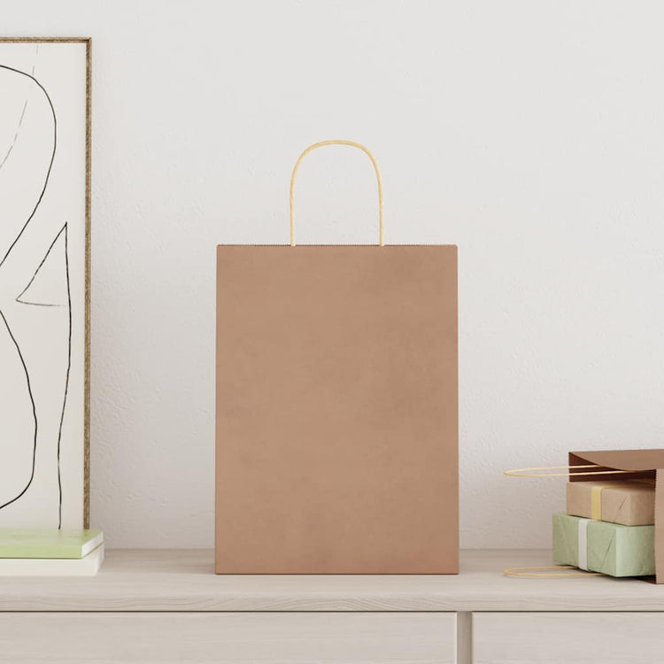 VidaXL sacs en papier 50 pcs avec poignées 26x12x35 cm marron