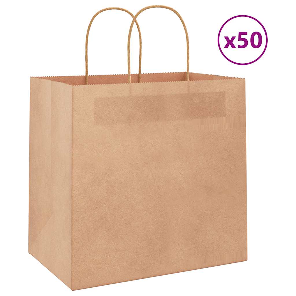 VidaXL sacs en papier 50 pcs avec poignées 26x17x25 cm marron