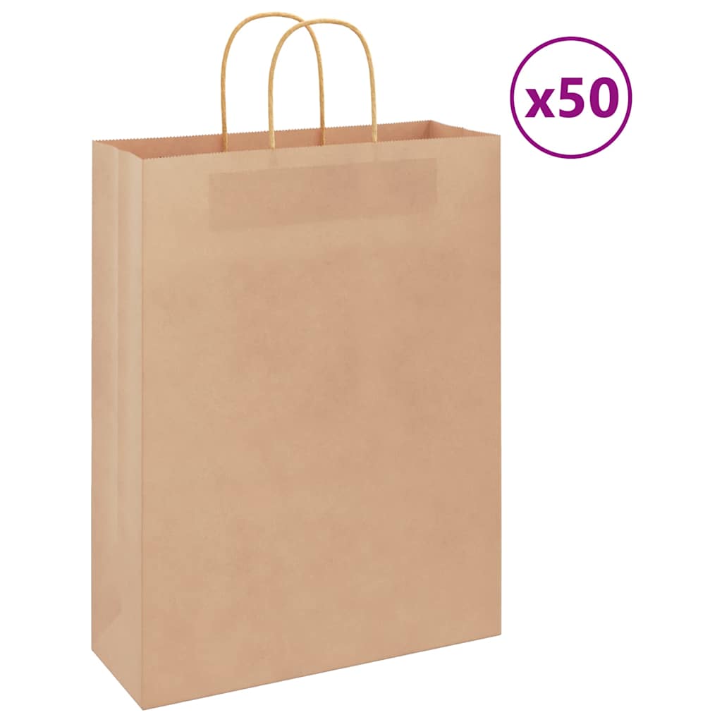 VidaXL sacs en papier 50 pcs avec poignées 32x12x42 cm marron