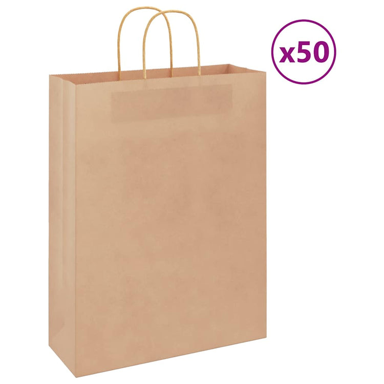 VidaXL sacs en papier 50 pcs avec poignées 32x12x42 cm marron
