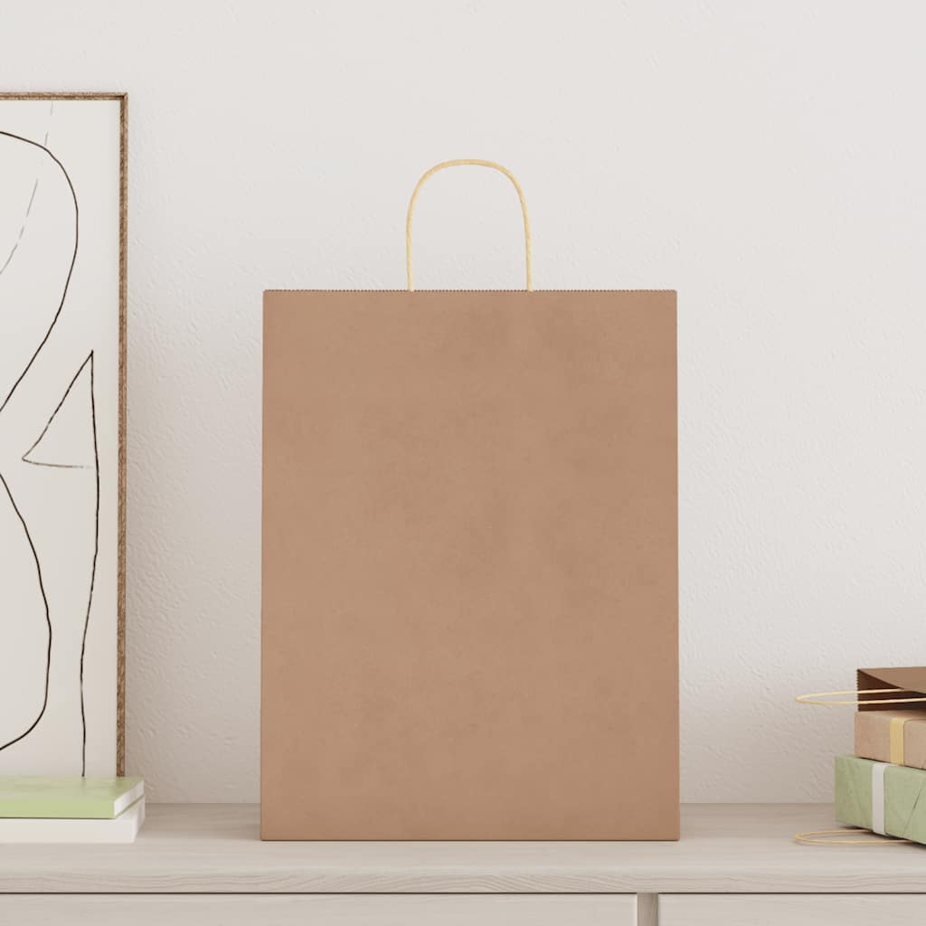 VidaXL sacs en papier 50 pcs avec poignées 32x12x42 cm marron