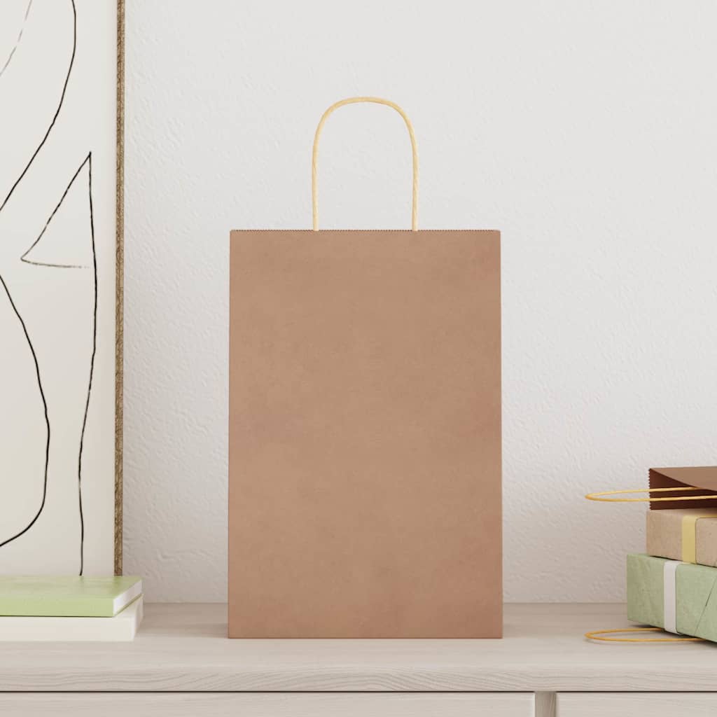 Vidaxxl sacs en papier 250 pcs avec poignées 21x11x31 cm marron