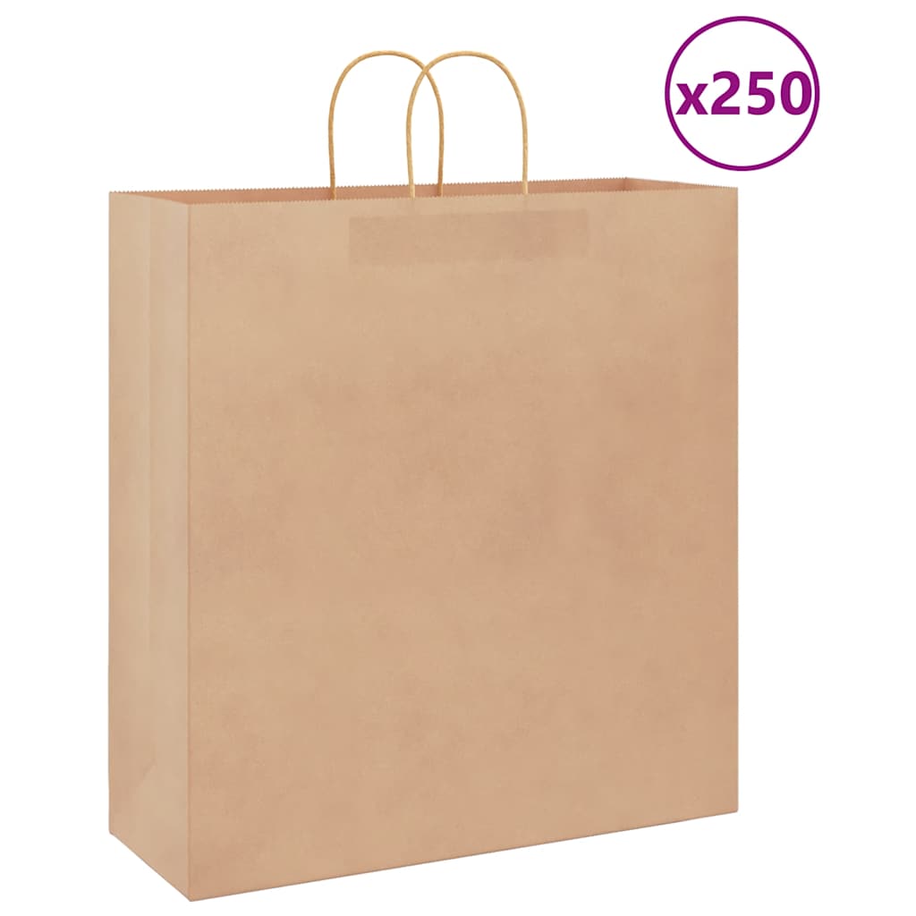 VidaXL sacs en papier 250 pcs avec poignées 45x17x48 cm marron