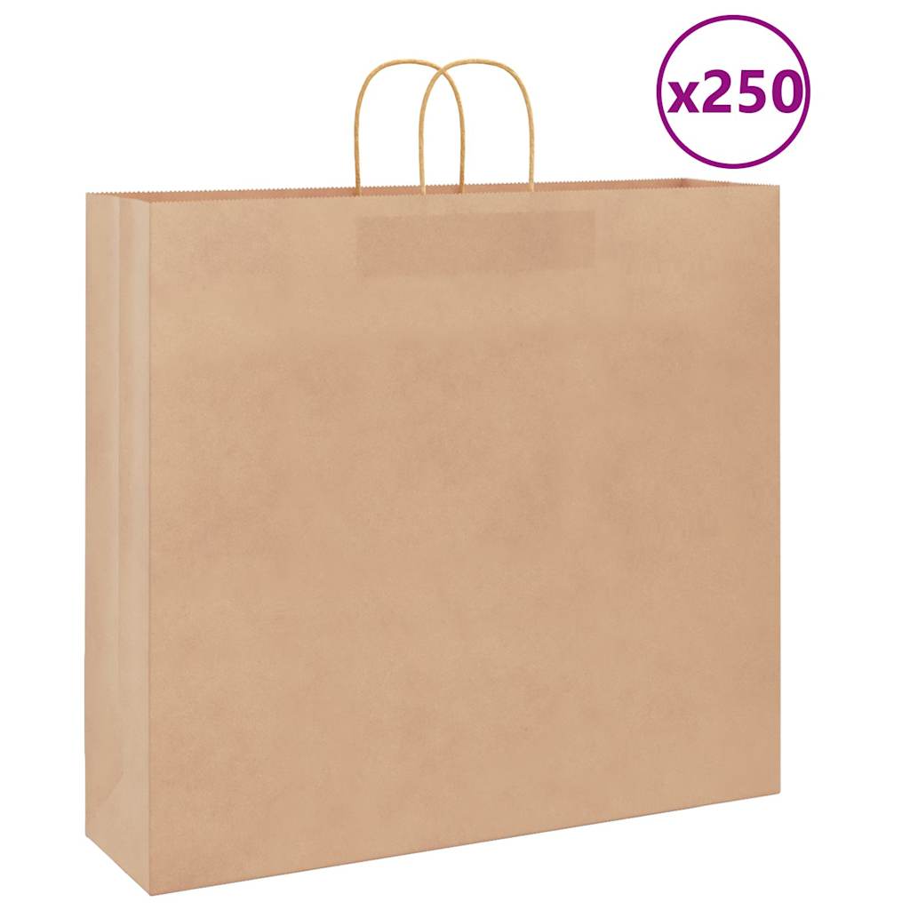 VidaXL sacs en papier 250 pcs avec poignées 54x15x49 cm marron