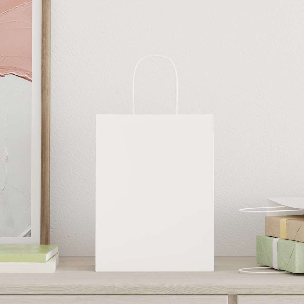 VidaXL sacs en papier 50 pcs avec poignées 21x11x28 cm blanc