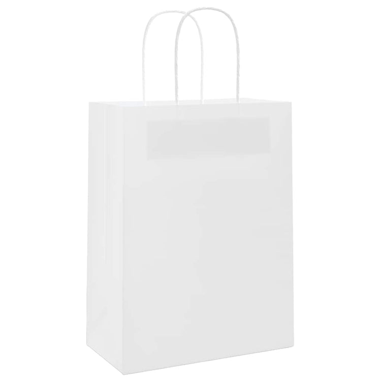VidaXL sacs en papier 50 pcs avec poignées 21x11x28 cm blanc
