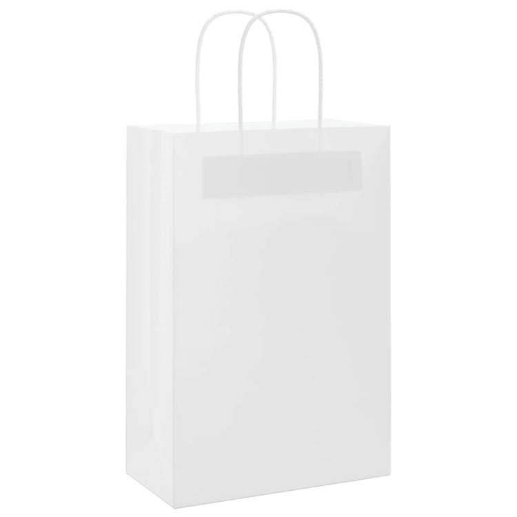 Vidaxxl sacs en papier 50 pcs avec poignées 21x11x31 cm blanc