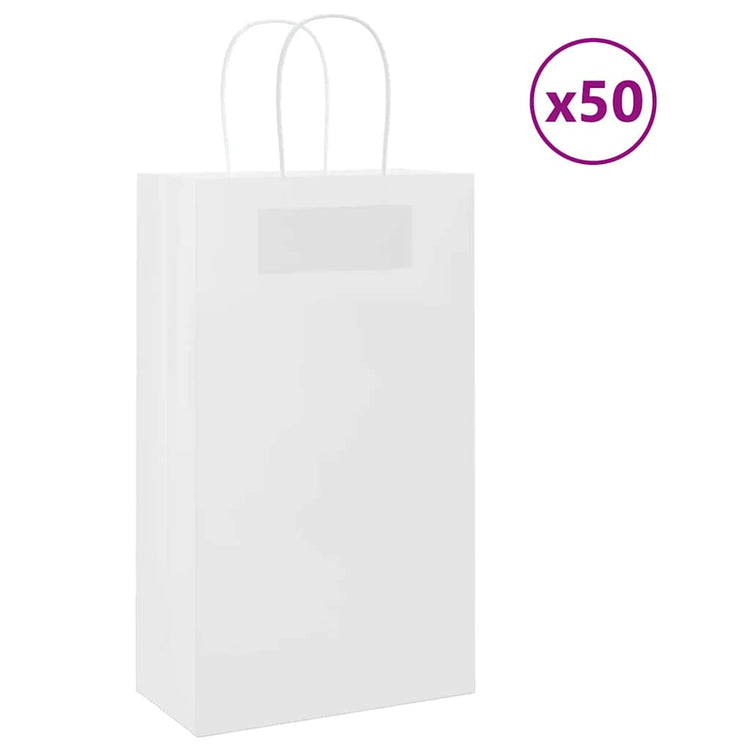 VidaXL sacs en papier 50 pcs avec poignées 21x11x36 cm blanc