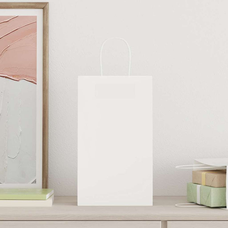 VidaXL sacs en papier 50 pcs avec poignées 21x11x36 cm blanc