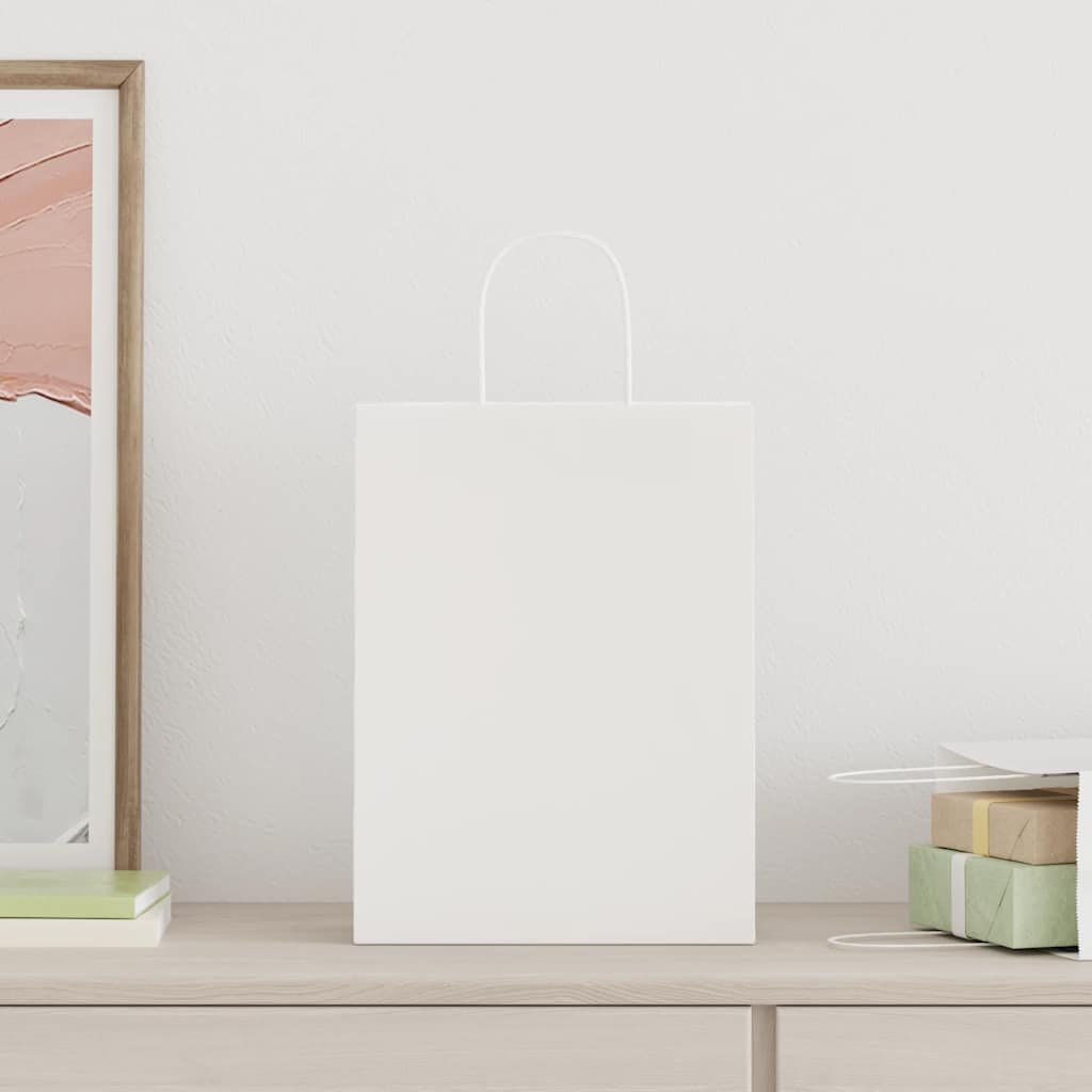 VidaXL sacs en papier 50 pcs avec poignées 26x12x35 cm blanc