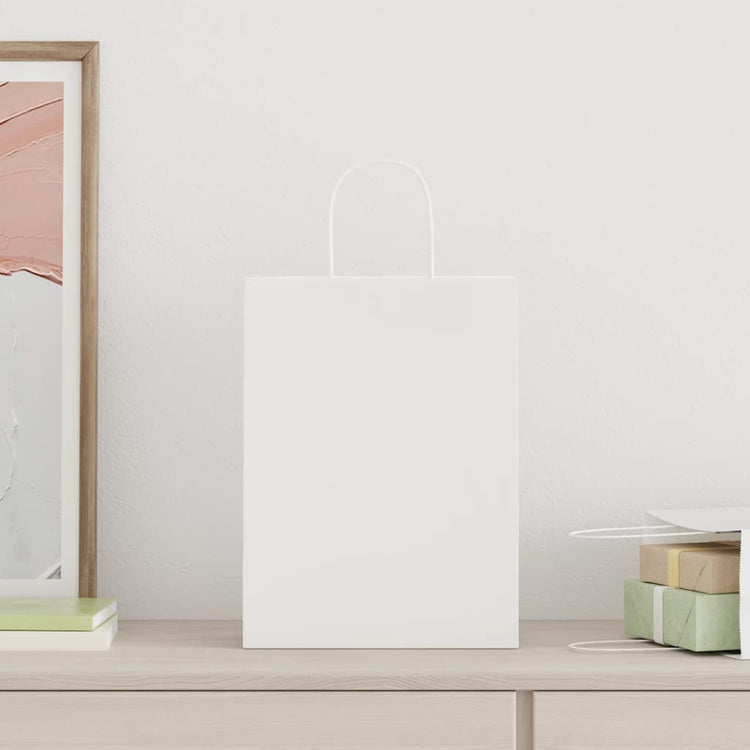 VidaXL sacs en papier 50 pcs avec poignées 26x12x35 cm blanc