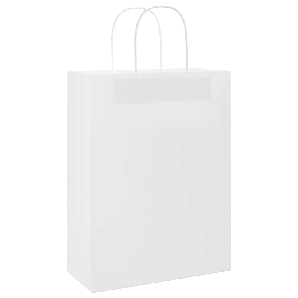 VidaXL sacs en papier 50 pcs avec poignées 26x12x35 cm blanc