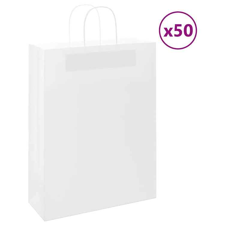 VidaXL sacs en papier 50 pcs avec poignées 32x12x42 cm blanc