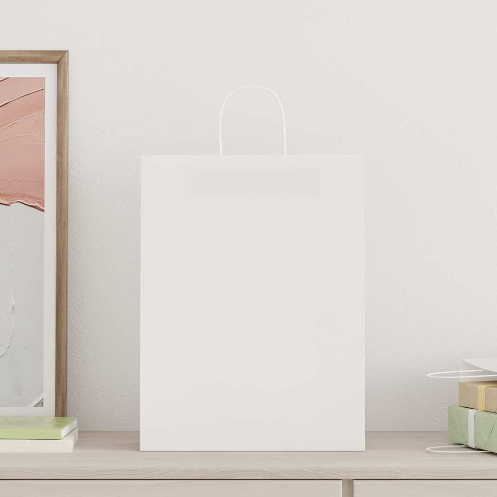VidaXL sacs en papier 50 pcs avec poignées 32x12x42 cm blanc