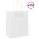 VidaXL sacs en papier 250 pcs avec poignées 18x8x22 cm blanc