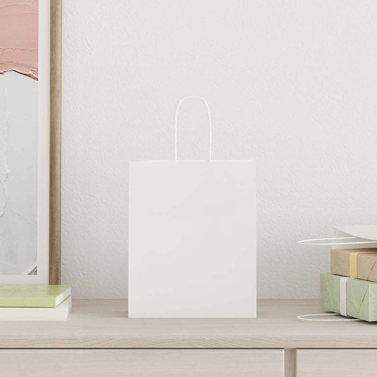 VidaXL sacs en papier 250 pcs avec poignées 18x8x22 cm blanc