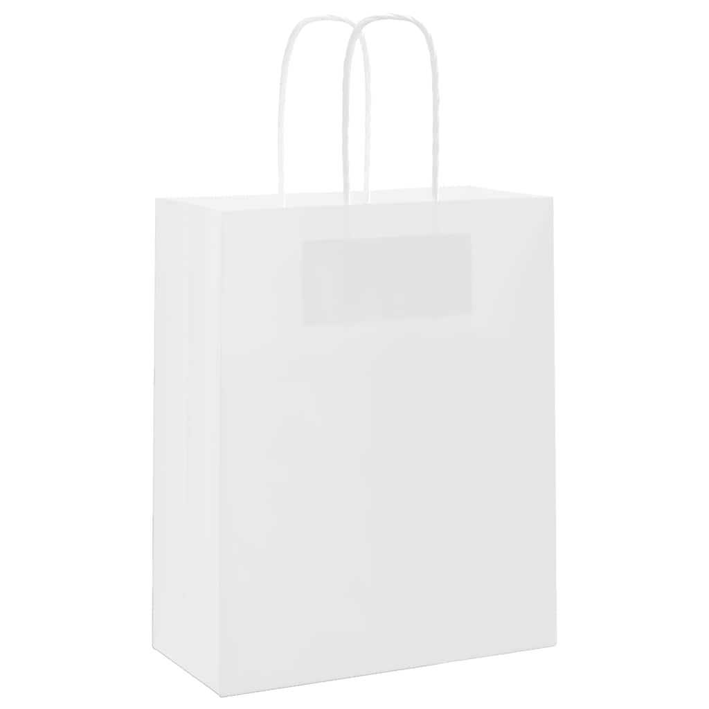 VidaXL sacs en papier 250 pcs avec poignées 18x8x22 cm blanc