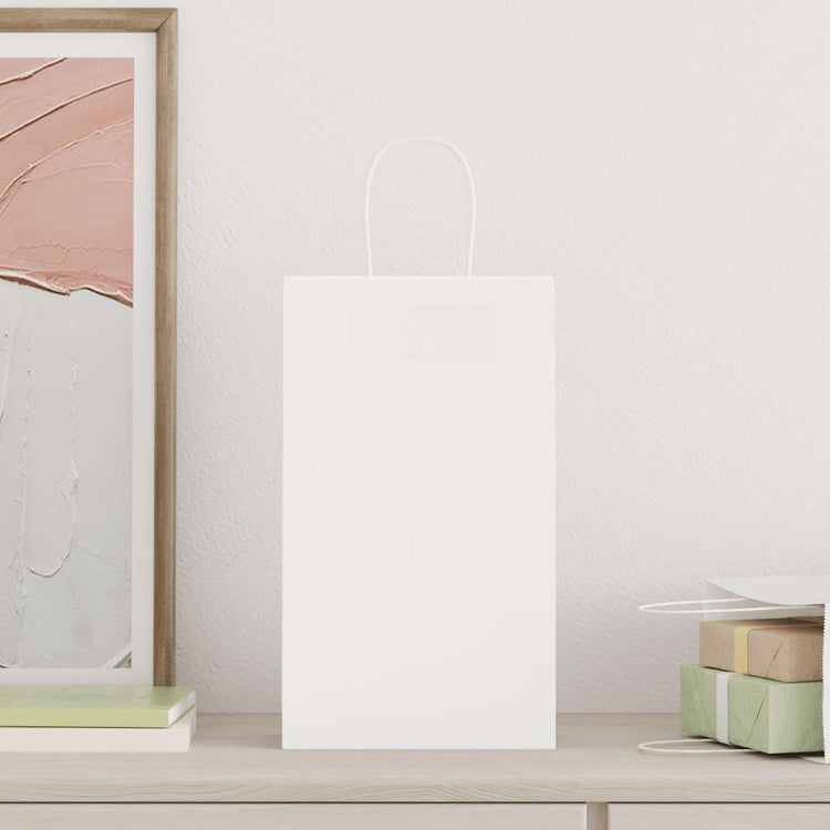 VidaXL sacs en papier 250 pcs avec poignées 21x11x36 cm blanc